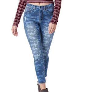 Unionbay High‎ Rise Blue Camo Skinny Jeans 9